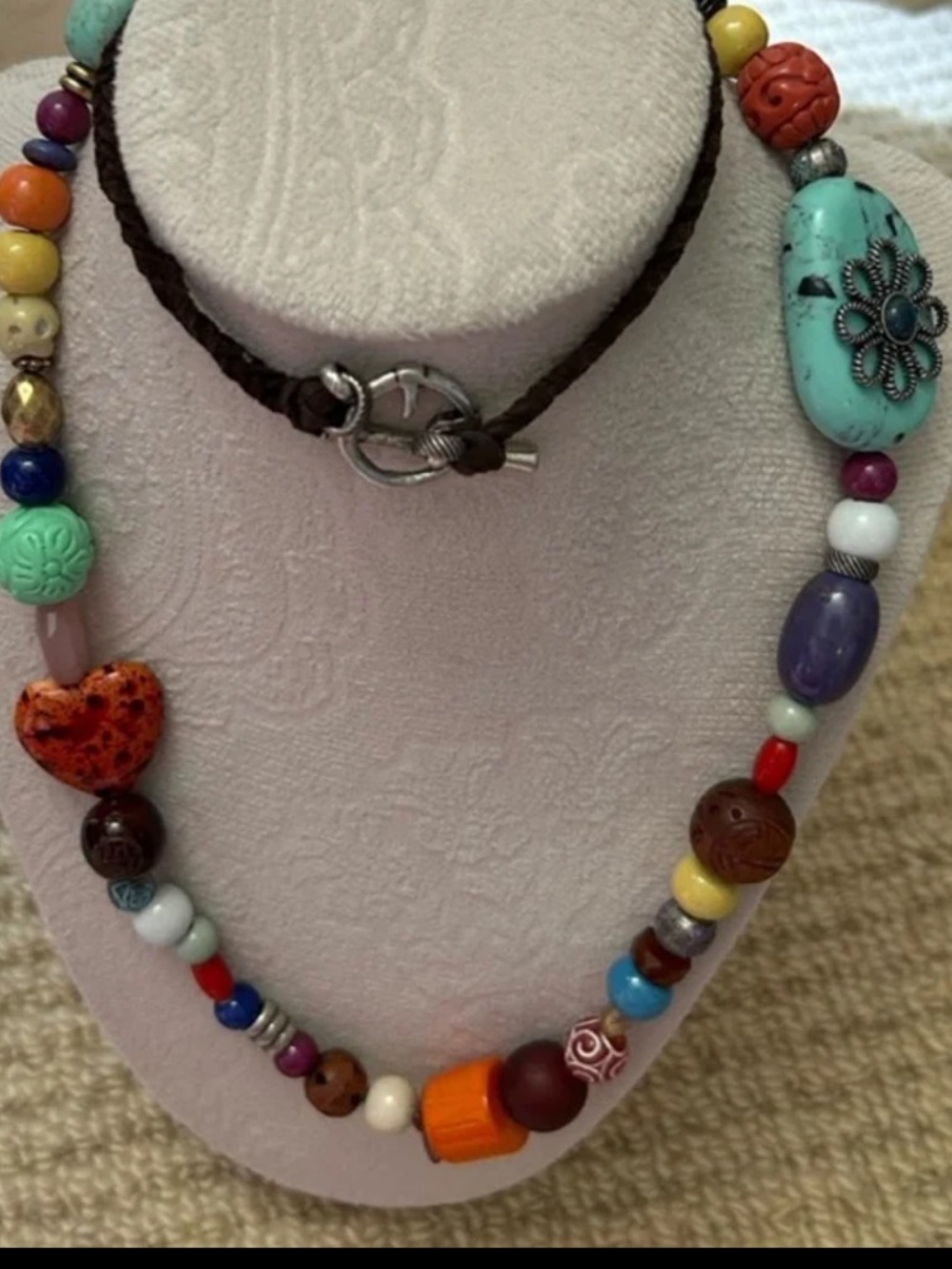 Lucky Brand Multicolor Beaded boho toggle clasp assorted stones Necklace 30